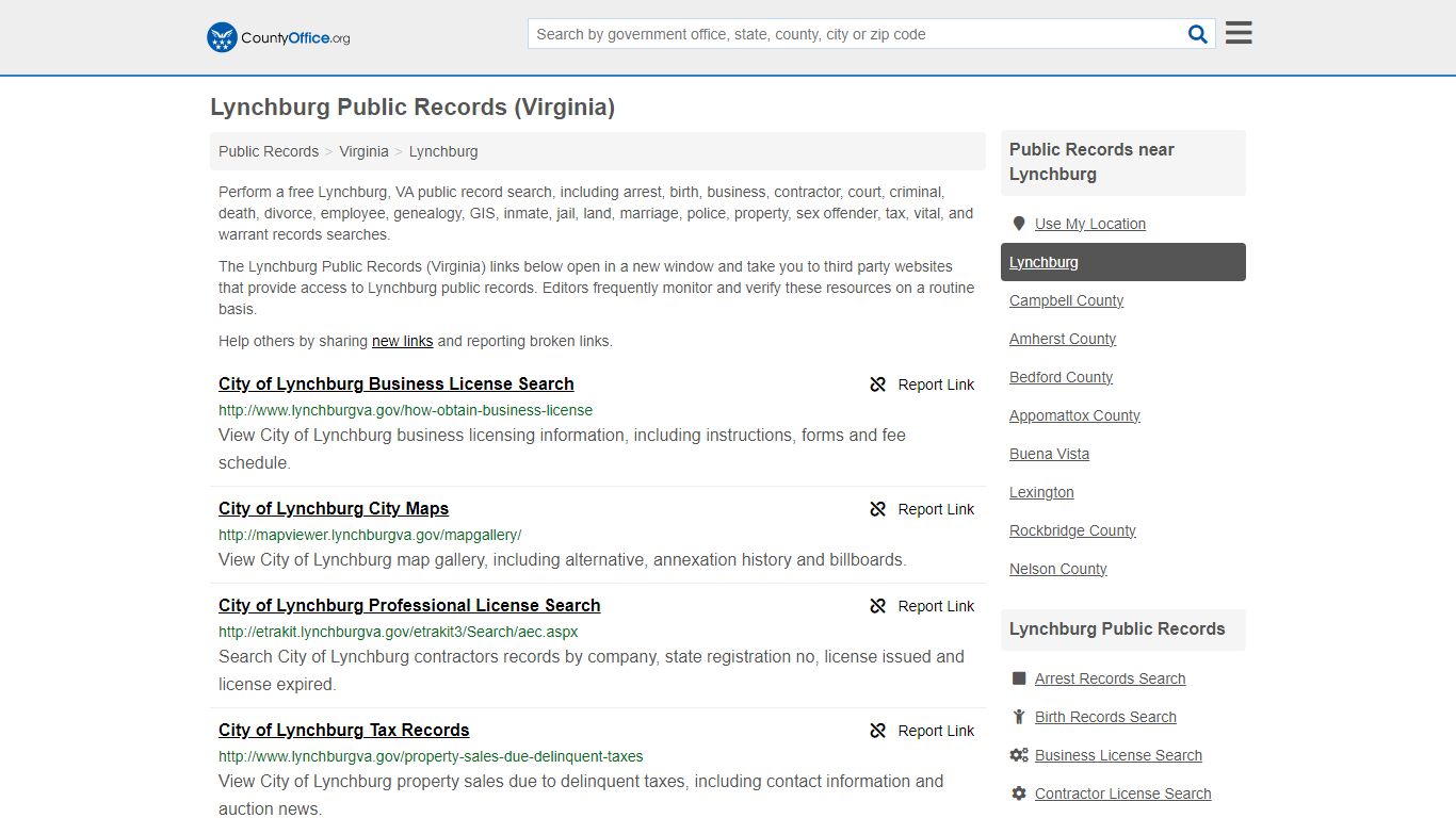 Public Records - Lynchburg, VA (Business, Criminal, GIS, Property ...